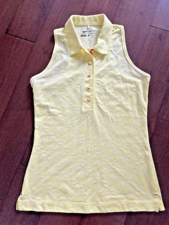 Nike DRI-FIT Tops - Nike Golf Sport Dri Fit Sleeveless Polo Top Womens S Neon Yellow Tennis Athletic